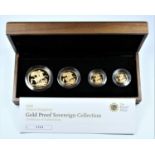 GOLD PROOF SET OF ELIZABETH II COINS, £5 - HALF-SOVEREIGN, 2008 (4) No. 0389, WITH C OF A, CASED AND