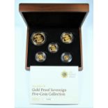 GOLD PROOF SET OF ELIZABETH II COINS, £5 - QUARTER SOVEREIGN, 2010 (5) No. 0406, WITH C OF A,