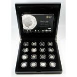 SILVER PROOF SET OF ELIZABETH II 40TH ANNIVERSARY 50 PENCE COINS, (1969-2009), (16) No. 1348,