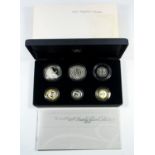 SILVER PROOF SET OF ELIZABETH II 'FAMILY SILVER COLLECTION' COINS £5 TO 50 PENCE, 2007, (6) WITH C