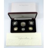 SILVER PROOF PIEDFORT SET OF ELIZABETH II COINS, £5 TO 5 PENCE, 2006, WITH C OF A, CASED AND