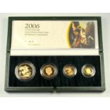 GOLD PROOF SET OF ELIZABETH II COINS, £5 - HALF-SOVEREIGN, 2006 (4) No. 0818, WITH C OF A, CASED.