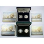 TWO SILVER PIEDFORT PROOF SETS OF ELIZABETH II 200TH ANNIVERSARY NELSON-TRAFALGAR £5's, 2005, (2)