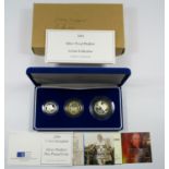 SILVER PIEDFORT PROOF SET OF ELIZABETH II COINS, £2 TO 50 PENCE 2004, (3) WITH C OF A AND