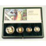 GOLD PROOF SET OF ELIZABETH II COINS, £5 - HALF-SOVEREIGN, 2007 (4) No. 257, WITH C OF A, CASED