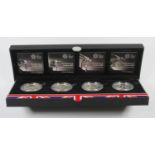 SILVER PROOF SET OF ELIZABETH II 'COUNTDOWN TO LONDON 2012', £5's, 2009 - 12 (4), WITH C OF A's,