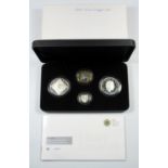 SILVER PIEDFORT PROOF SET OF ELIZABETH II 'HEAVY MEASURE' COINS, £5, (2), £2 AND £1, 2008, (4) No.