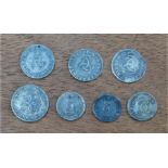 CHARLES II MAUNDY 4d, 1680, 3d's, 1680, 1682, 1683, 2d 1683 AND WILLIAM & MARY 2d's, 1691 (2) (7)