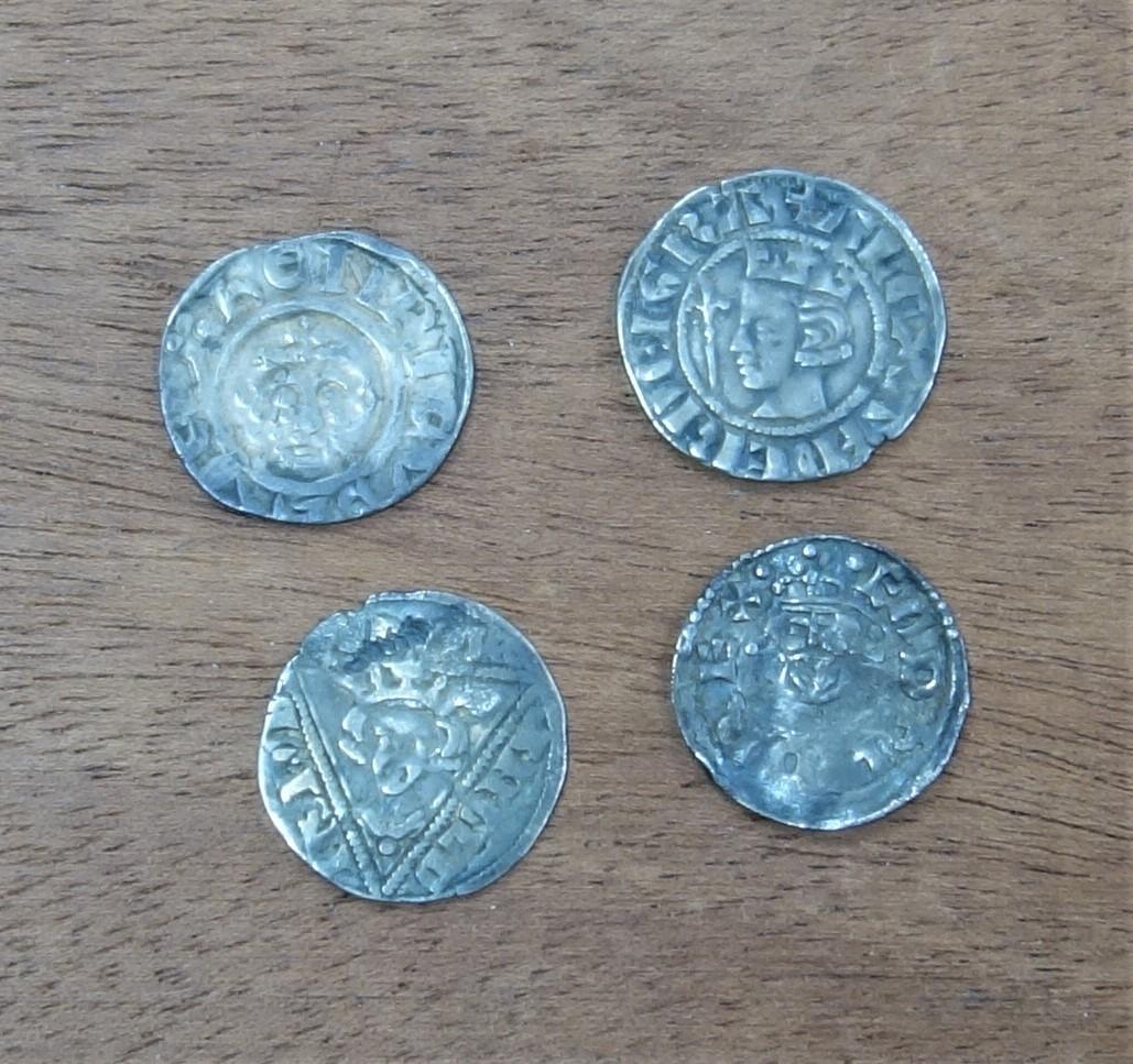 HENRICUS PENNY, TWO OTHER PENNIES AND IRELAND EDWARD I 1d (4)