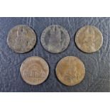 TOKENS, IRELAND, DUBLIN, HALFPENNY, OB. TWO MEN WORKING AT A MECHANISED ROLLING MILL, ?HALFPENNY