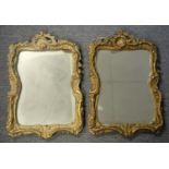 PAIR OF GILT PLASTER ROCCOCO STYLE MIRRORS,(54 X 37 CM OVERALL)