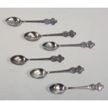 ROLEX - A SET OF SIX ROLEX BUCHERER WATCHES SOUVENIR SPOONS. (6)