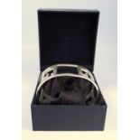 GUCCI WHITE METAL CUFF BANGLE/BRACELET. MARKED 'STAR 739 FI 925 R GUCCI Made in Italy. WITH