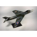 HAWKER HUNTER WT571 - WOODEN HANDPAINTED PRESENTATION MODEL ON STAND, PLAQUE ENGRAVED 'W. J.