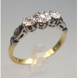 18 CT GOLD AND DIAMOND ENGAGEMENT RING, SIZE N 1/2, THREE ILLUSION SET STONES, LONDON, 1967, GROSS