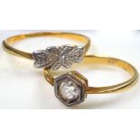 18 CT GOLD, PLATINUM AND DIAMOND RING, SIZE O, GROSS WEIGHT 1.8 GRAMS, TOGETHER WITH A 18 CT GOLD