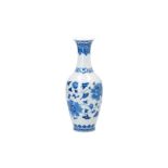 A blue and white porcelain vase, decorated with flowers. Marked with seal mark Jingdezhen. China,