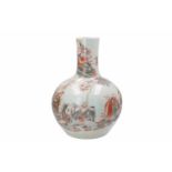 A polychrome porcelain vase, decorated with figures and a dragon. Marked with seal mark Qianlong,