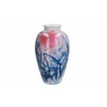 A polychrome porcelain vase. Dated 1990. Signed Wei Xun Kun. Marked with seal mark Jingdezhen.