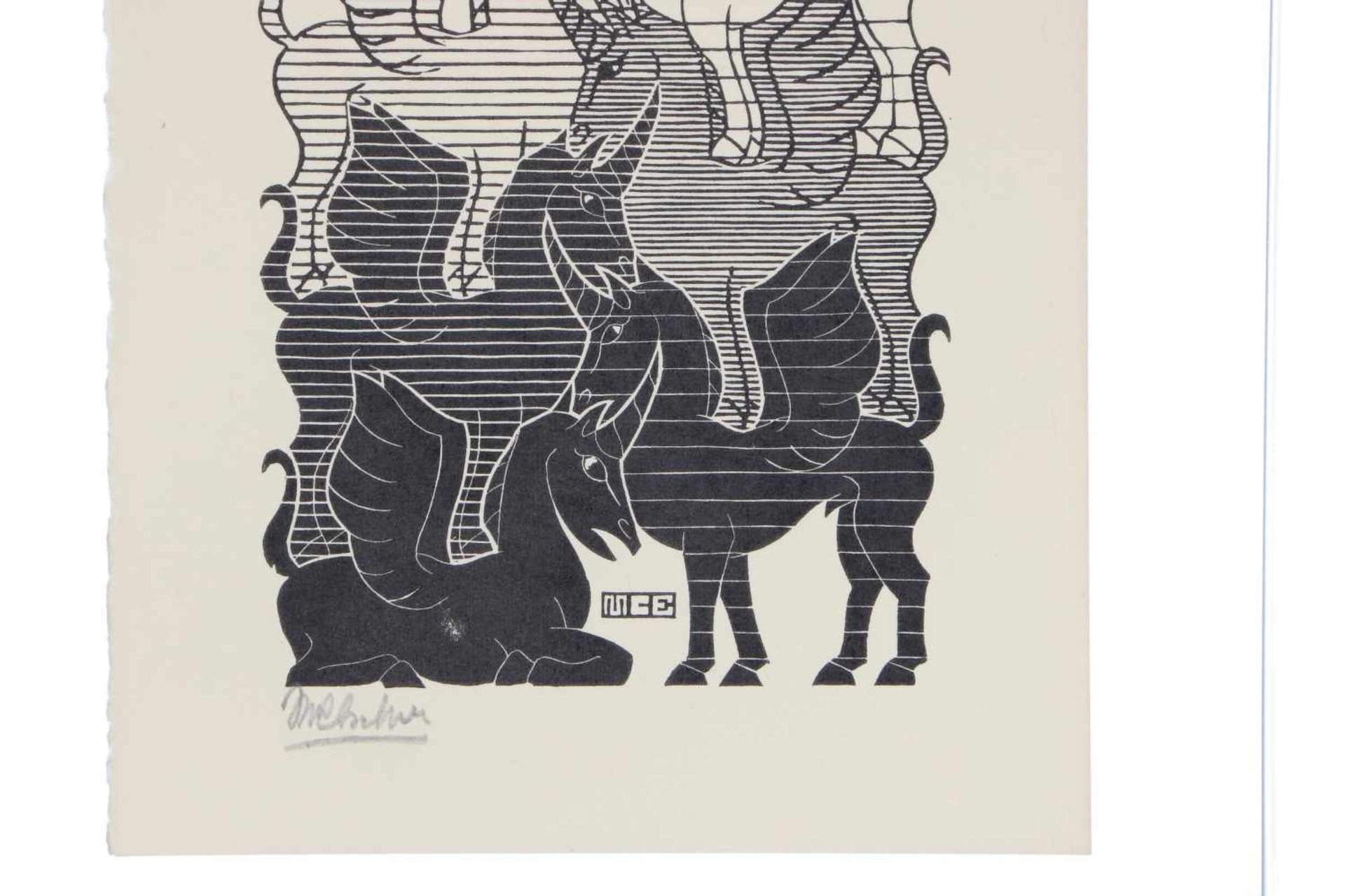 Maurits Cornelis Escher (1898-1972) 'Nieuwjaarswens, L. en K. Asselbergs 1951', Breda, oktober 1950, - Image 3 of 3