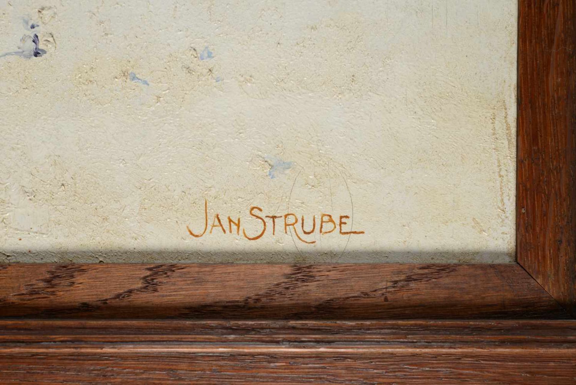 Jan Strube (1892-1985) 'Het Markdal te Breda in de winter', gesigneerd r.o., paneel. Afm. 70 x 102 - Image 3 of 5