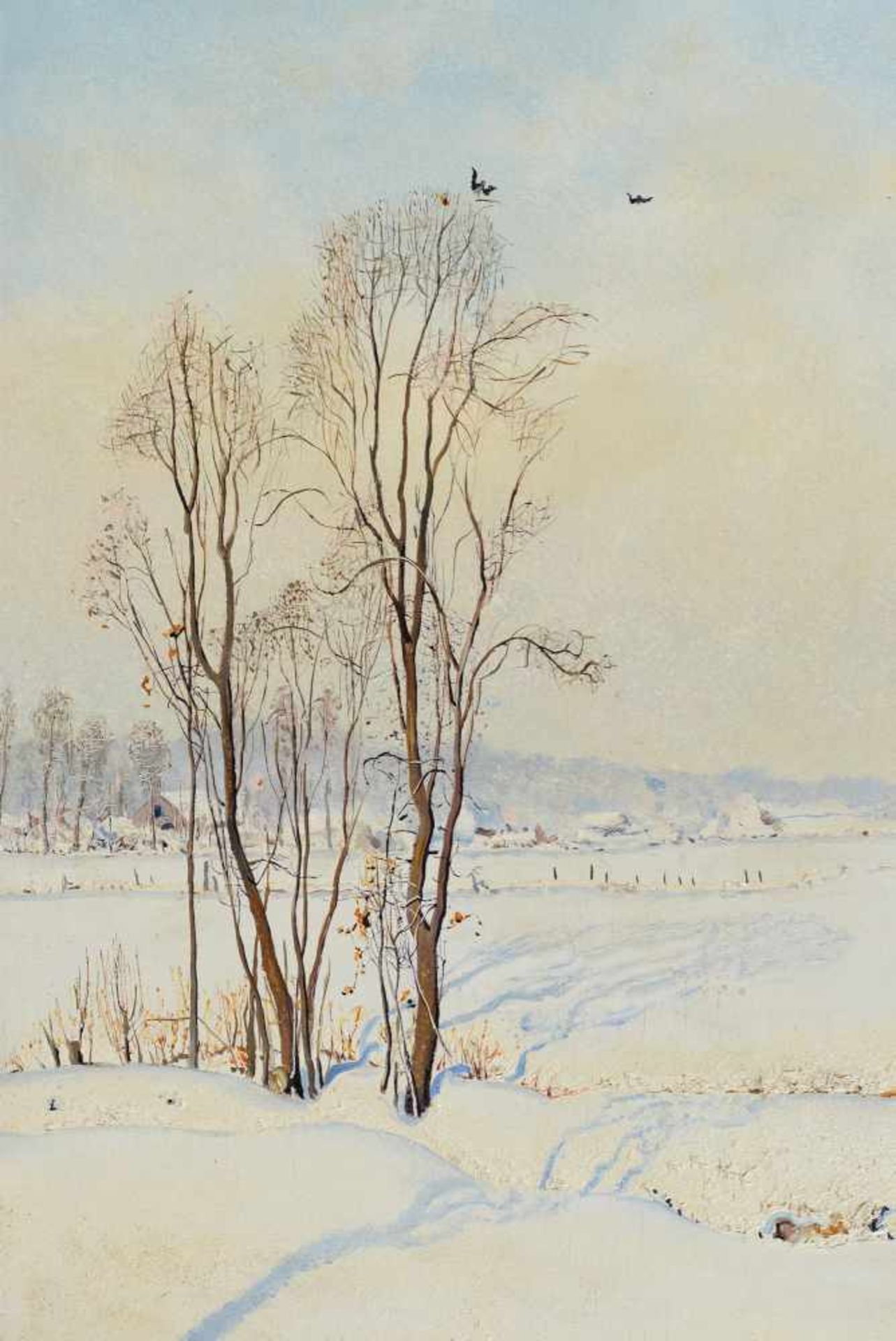 Jan Strube (1892-1985) 'Het Markdal te Breda in de winter', gesigneerd r.o., paneel. Afm. 70 x 102 - Image 5 of 5