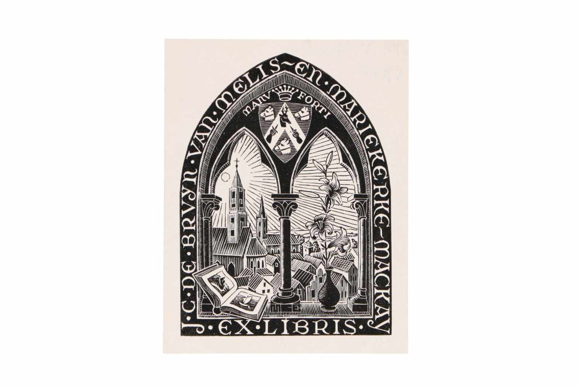 Maurits Cornelis Escher (1898-1972) Ex-Libris 'J.C. de Bruyn van Melis en Mariekerke Mackay',