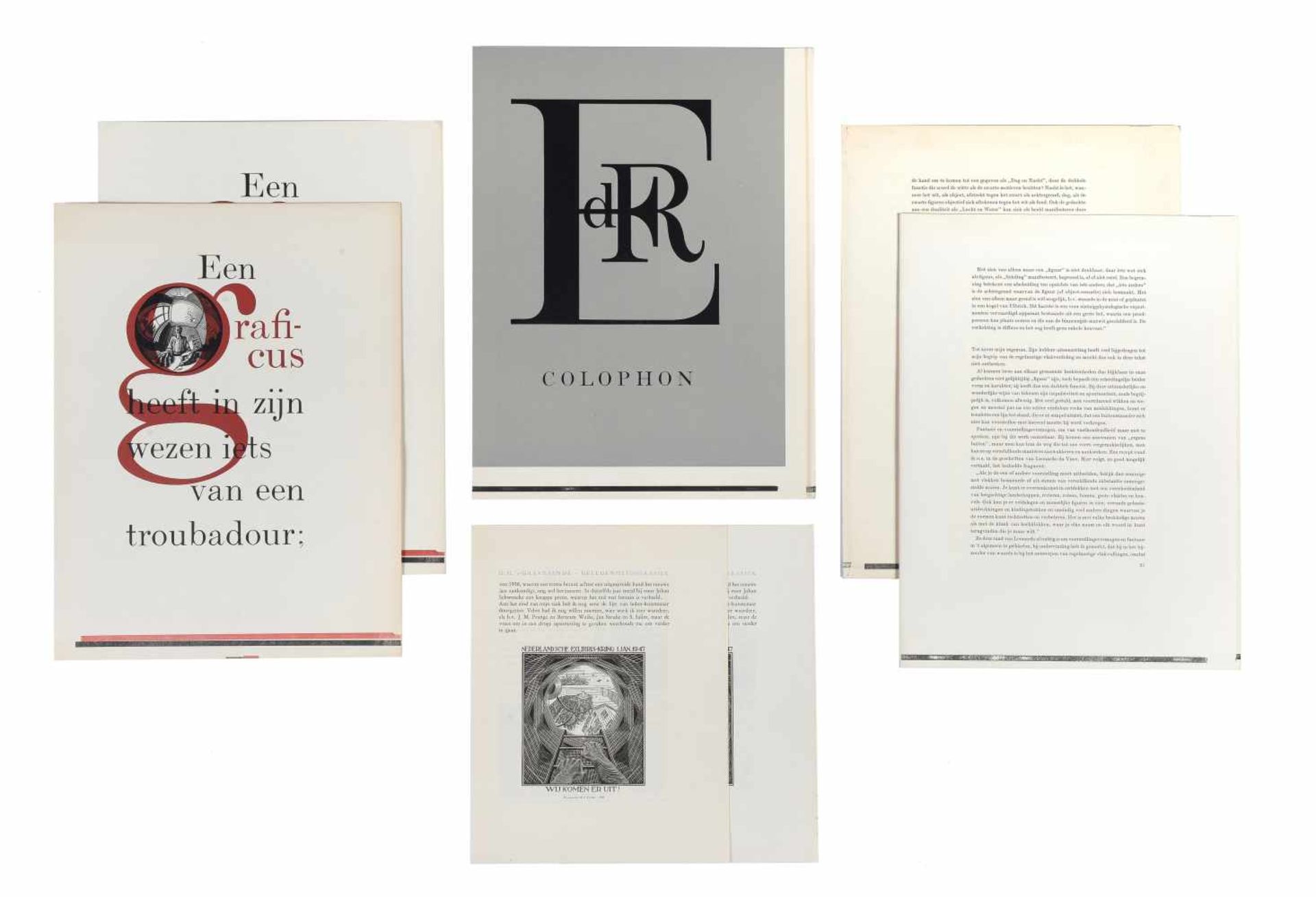 Maurits Cornelis Escher (1898-1972) Vijf bladzijdes uit 'Regelmatige vlakverdeling' door M.C.