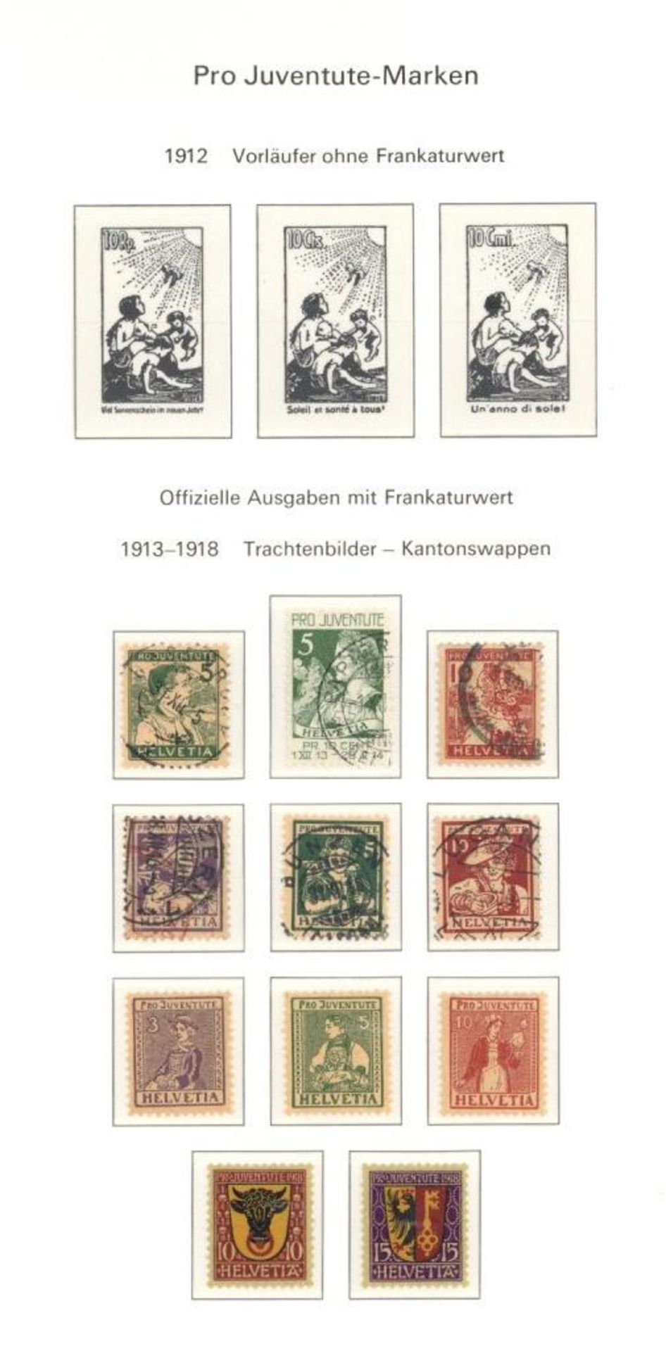 Schweiz, 1913/63, Teilsammlung **/gest./*, auf Vordrucken im Binder, PJ, PP, Blocks,
