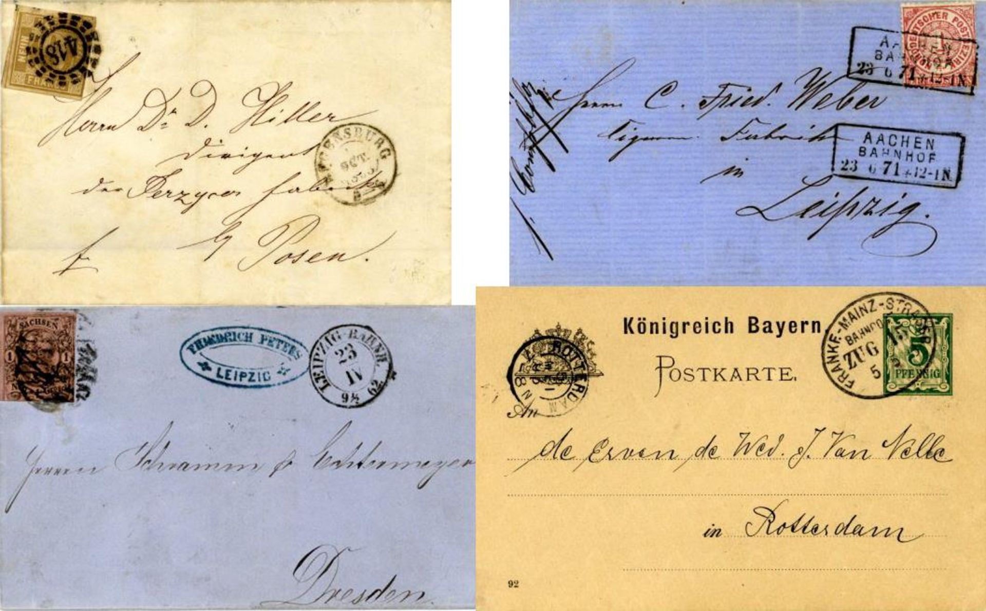 Altdeutsche Staaten 1862/1919 ca. 140 Belege, Briefe, Karten und fast ausschliesslich gebrauchte