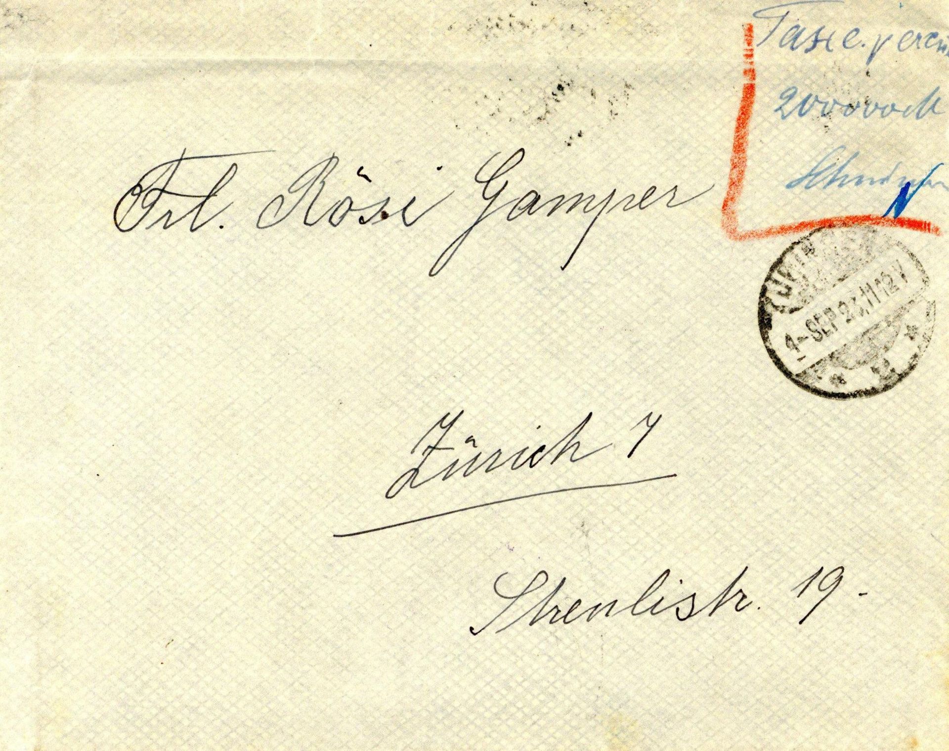 1923 Brief mit Barfrankatur in Höhe von 200.000 RM in Form eines handschriftlichen Vermerks von