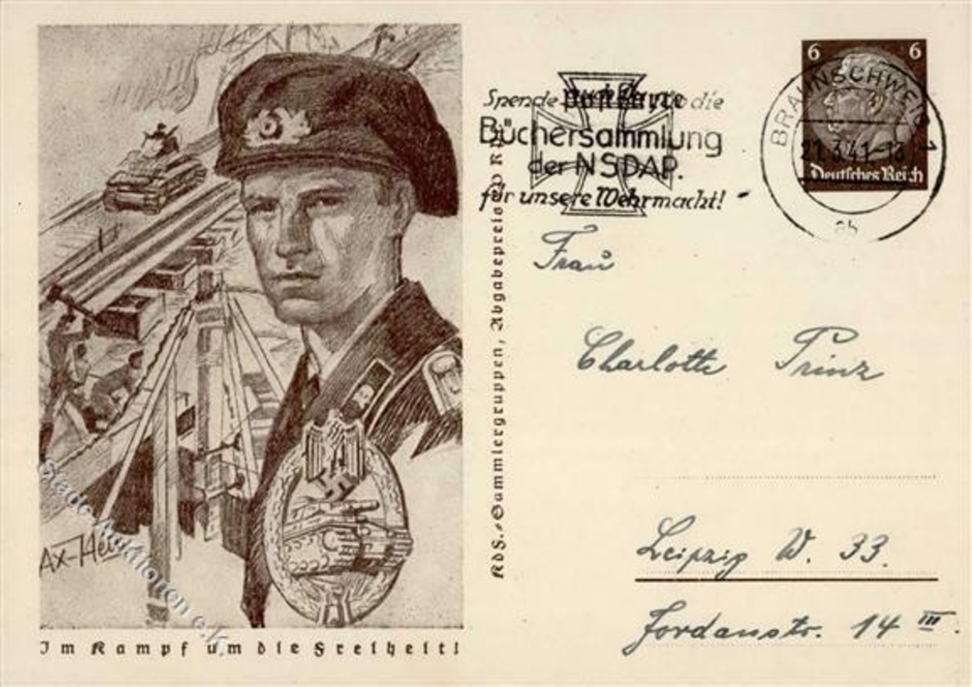 Deutsches Reich 1941 bedarfs- und portogerecht verwendete Bildpostkarte P 242/04 mit