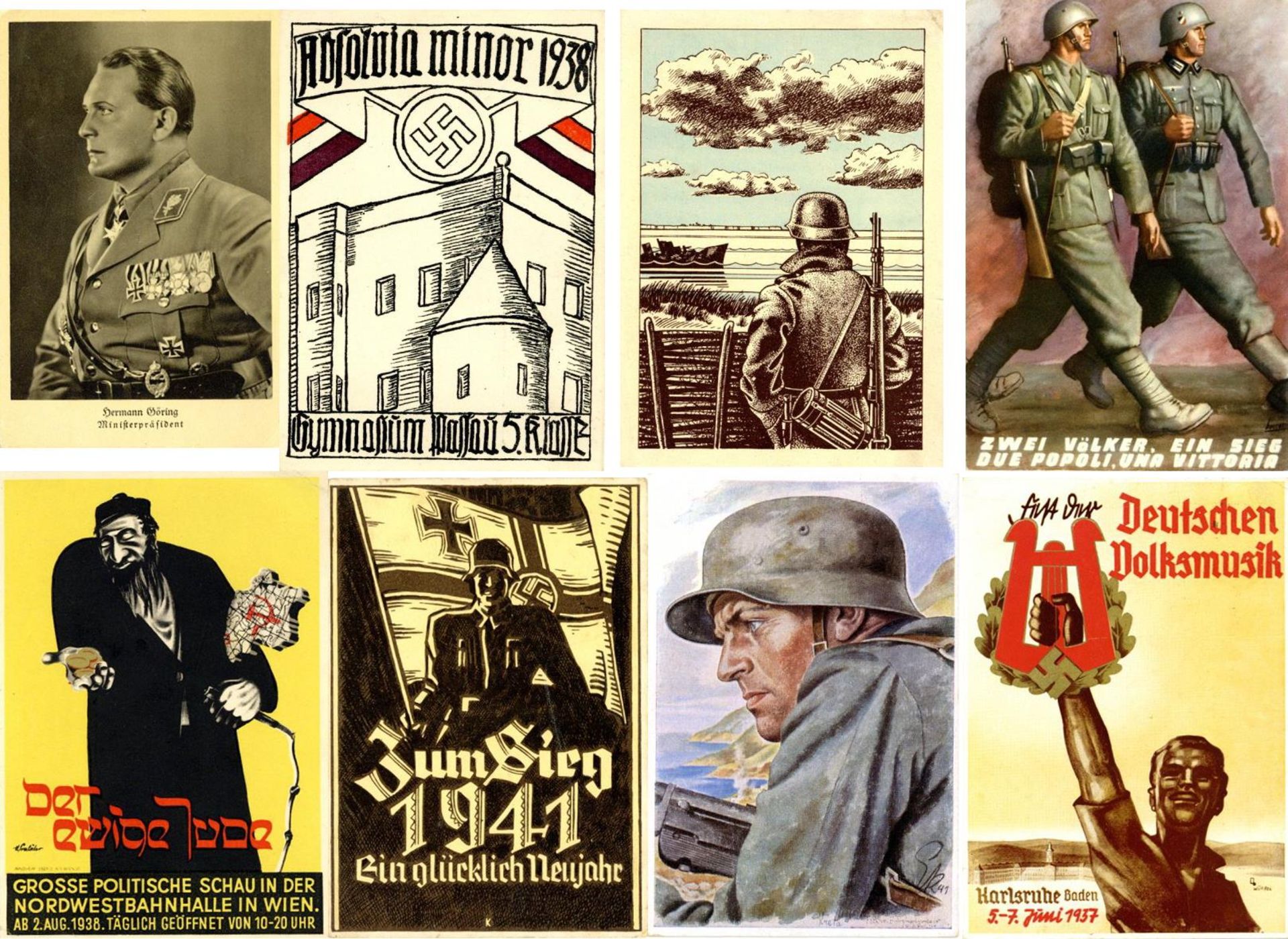 III. Reich Propaganda,sonstige Karten,III.REICH WK II - POSTEN von 55 NS-Propagandakarten, dabei