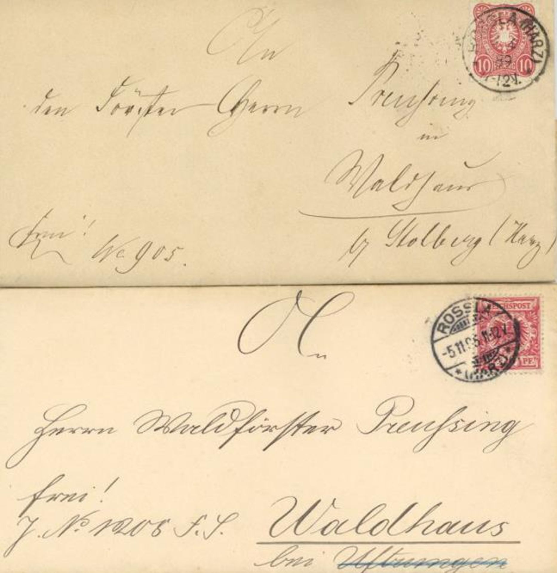 Deutsches Reich1889/1899 ca. 23 Briefe alle mit Einzelfrankatur 10 Pfennig rot Krone/Adler, eine