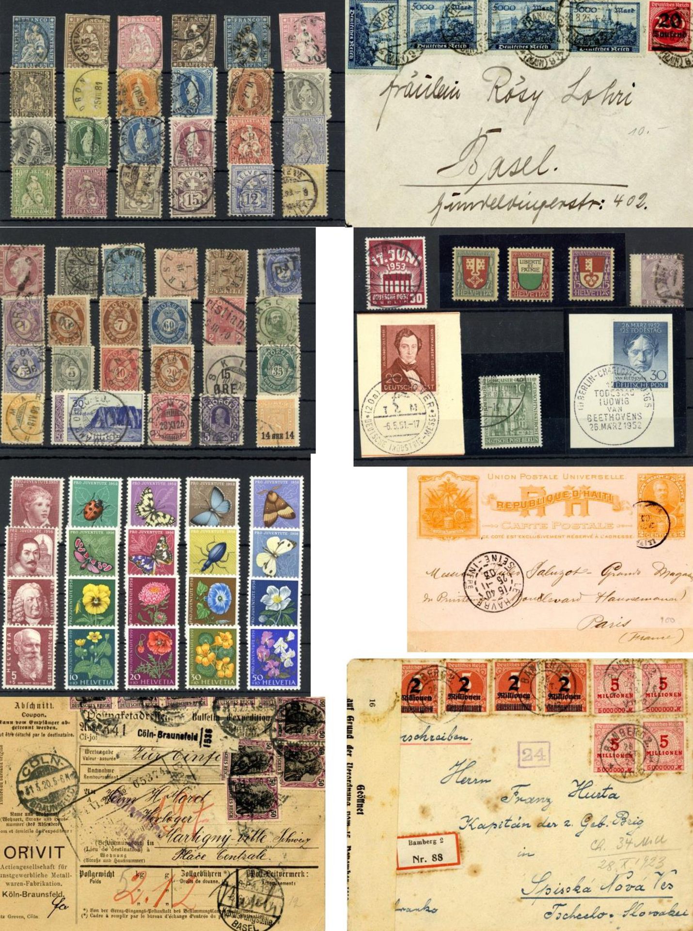 ALLE WELT, 1850/1990, Posten mit Marken gest./**/*, Briefen, teils auf Steckkarten, etc.,