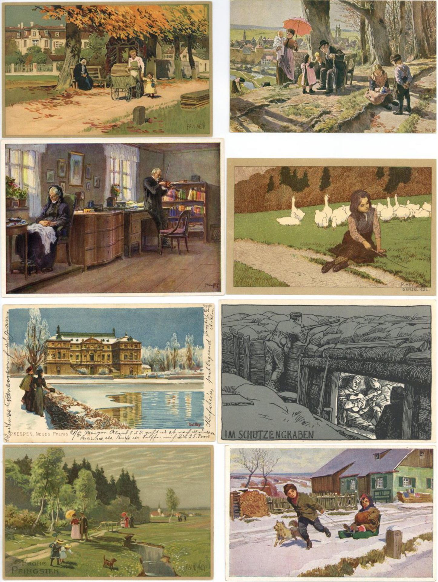Kunst u. Kultur,Berühmte Maler,Paul HeyHey, Paul Partie mit circa 270 Künstler-Karten dabei auch