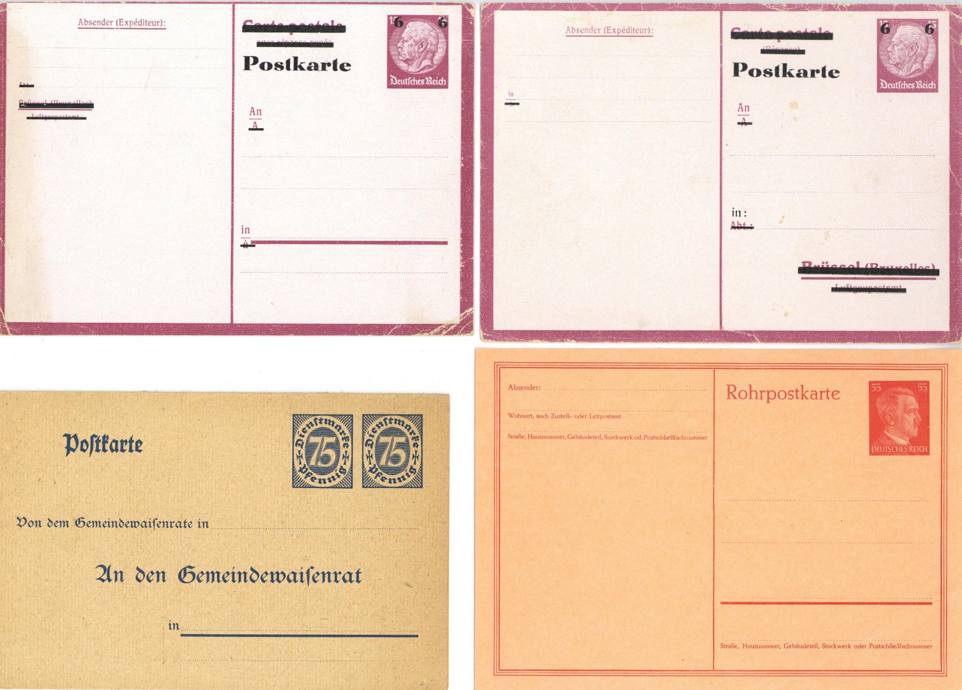 Deutsches Reich 1933/1945 Ganzsache kleine Sammlung von mehr als 100 gebrauchten Karten in zwei