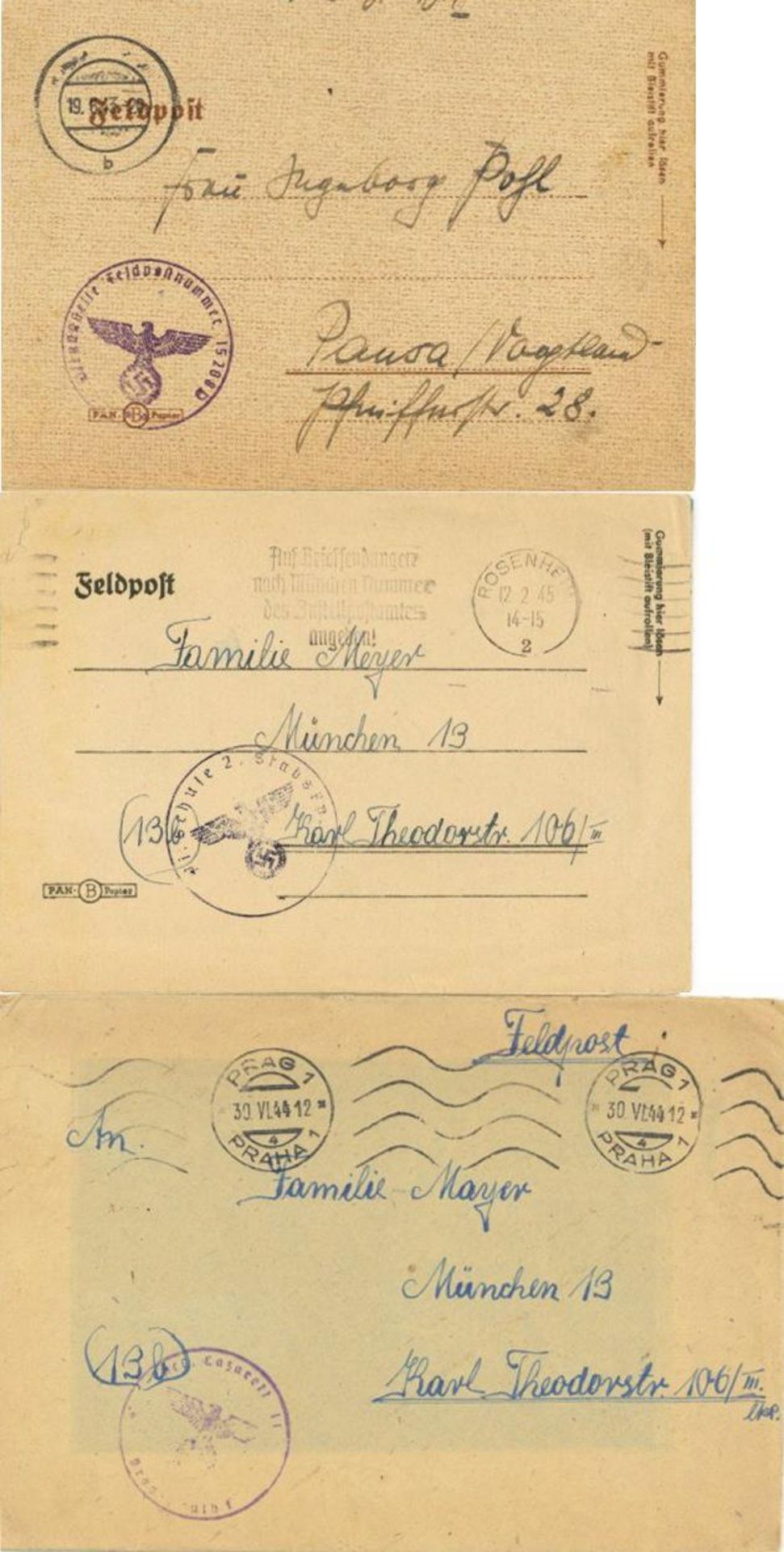 Deutsches Reich 1940/45 ca. 40 Belege der Feldpost, zum Teil noch mit Inhalt (interessante Texte),