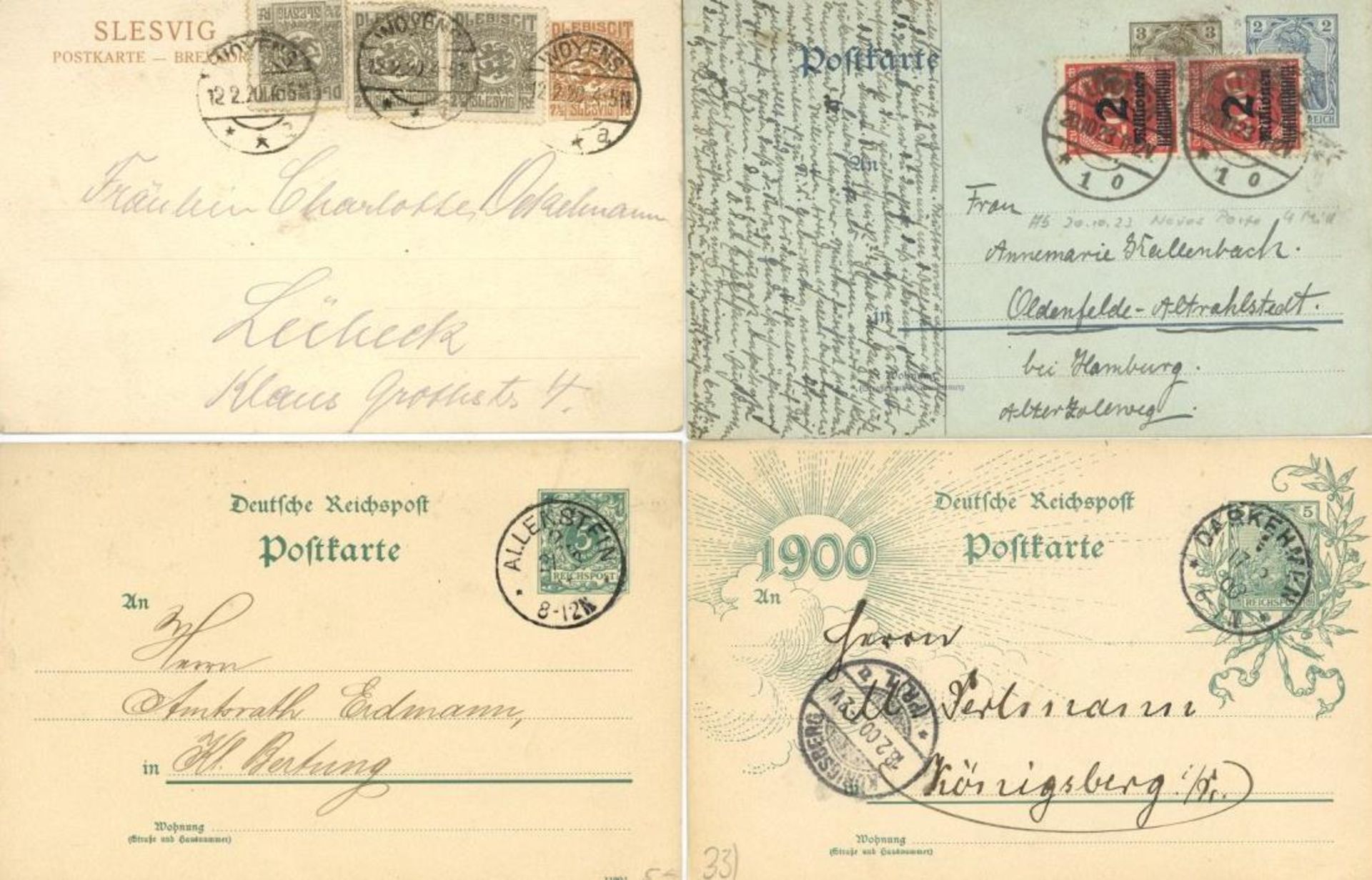 1875/1942 ca. 90 fast ausschließlich gebrauchte Ganzsachenpostkarten, viele mit ZF, dabei