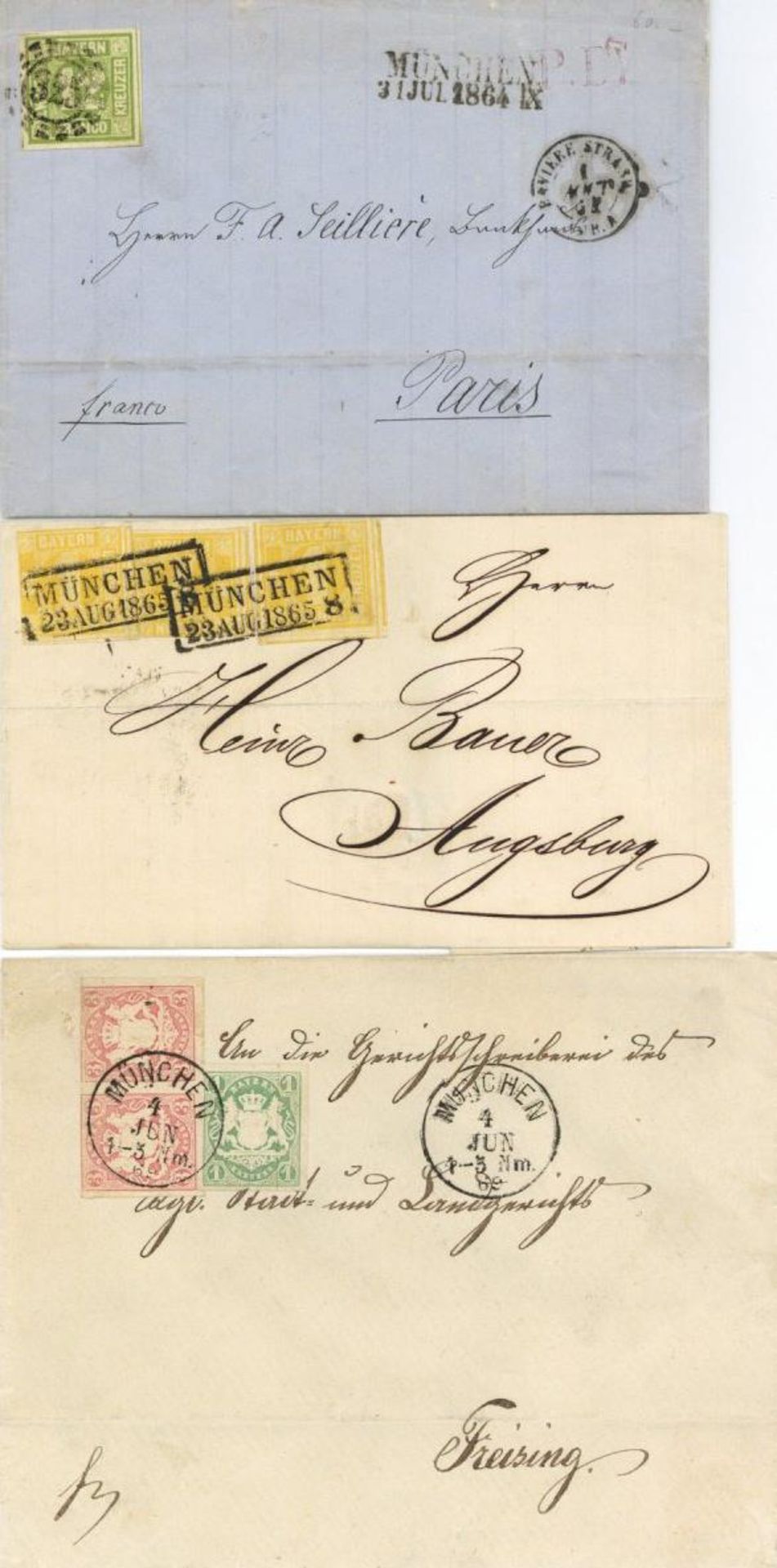 BAYERN, 1849/1919, Spezialsammlung MÜNCHEN", sowie "AU", u.a. gMR "217, 325", oMR "325", K1, etc.