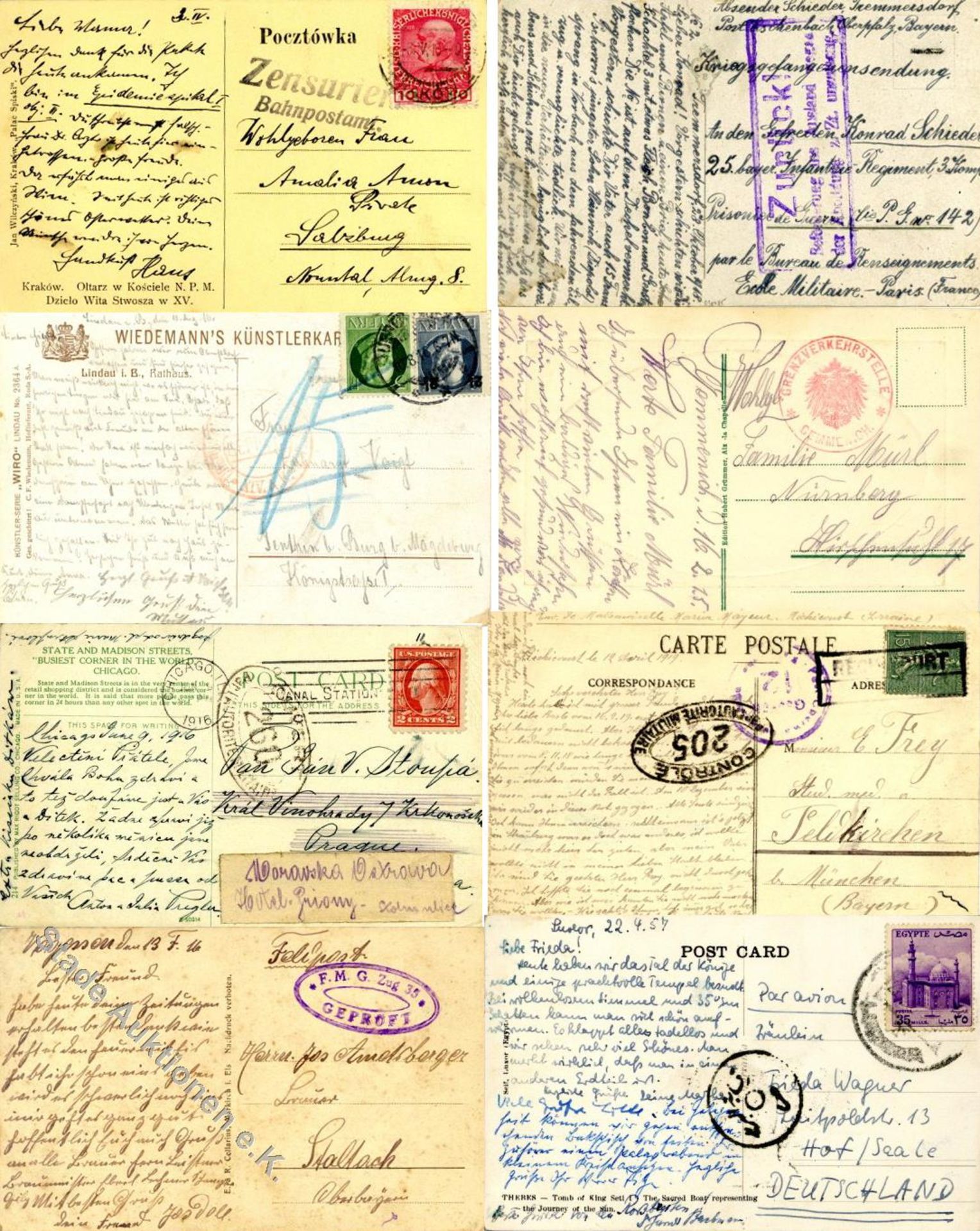 1914/61 ca. 300 Briefe, Karten, Ansichtskarten alle mit Zensur versehen, dabei die