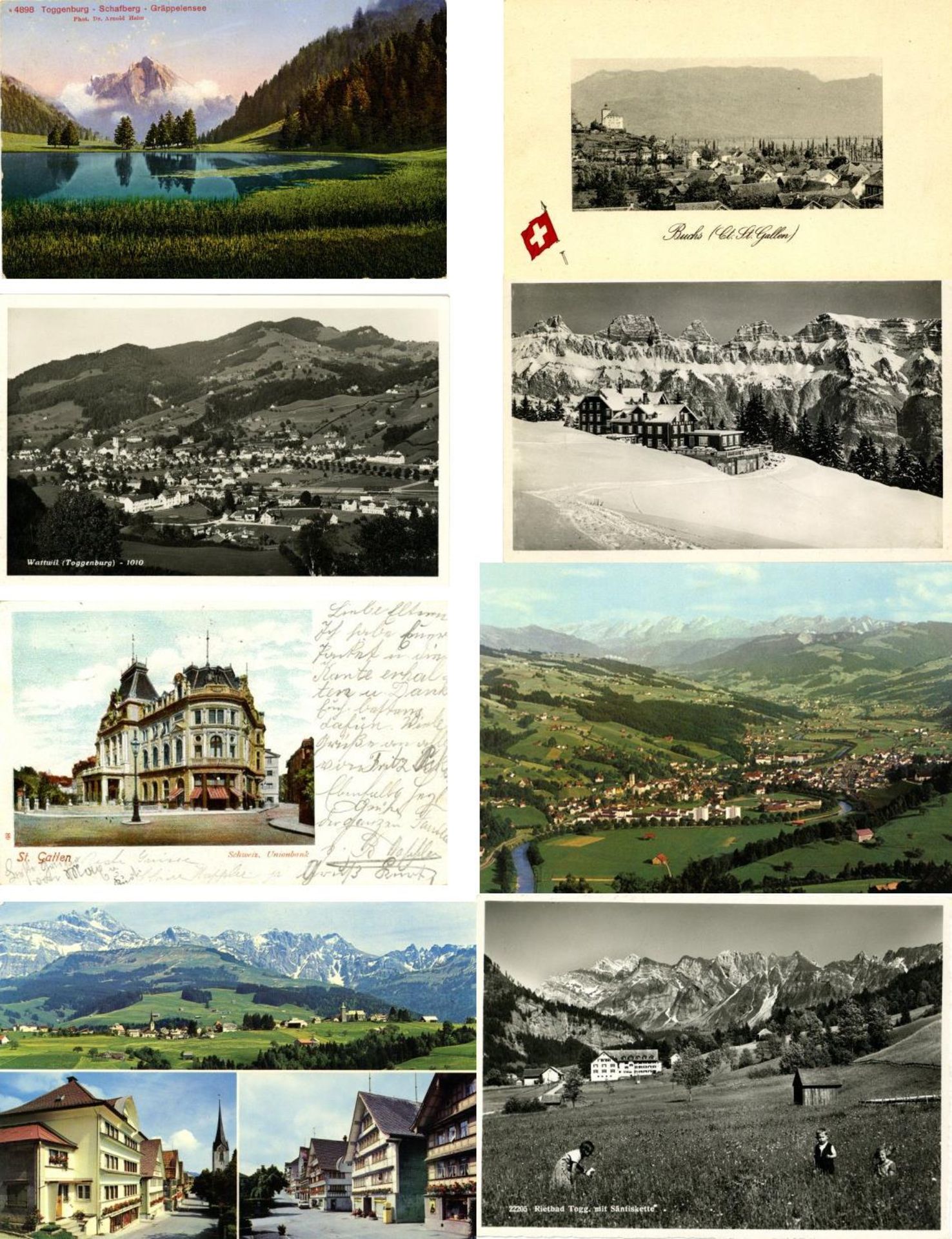Schweiz Kanton St. Gallen Partie mit circa 8800 Ansichtskarten circa 20% vor 1945 Rest bis 80'er