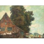 Arthur Illies(Hamburg 1870 - Lüneburg 1952)Dorf unter BäumenÖl/Karton, 36,5 x 46 cm. - Hamburger