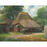 Arthur Siebelist(Loschwitz/Dresden 1870 - Hittfeld/Hamburg 1945)Auf dem BauernhofÖl/Holz, 57 x 72,