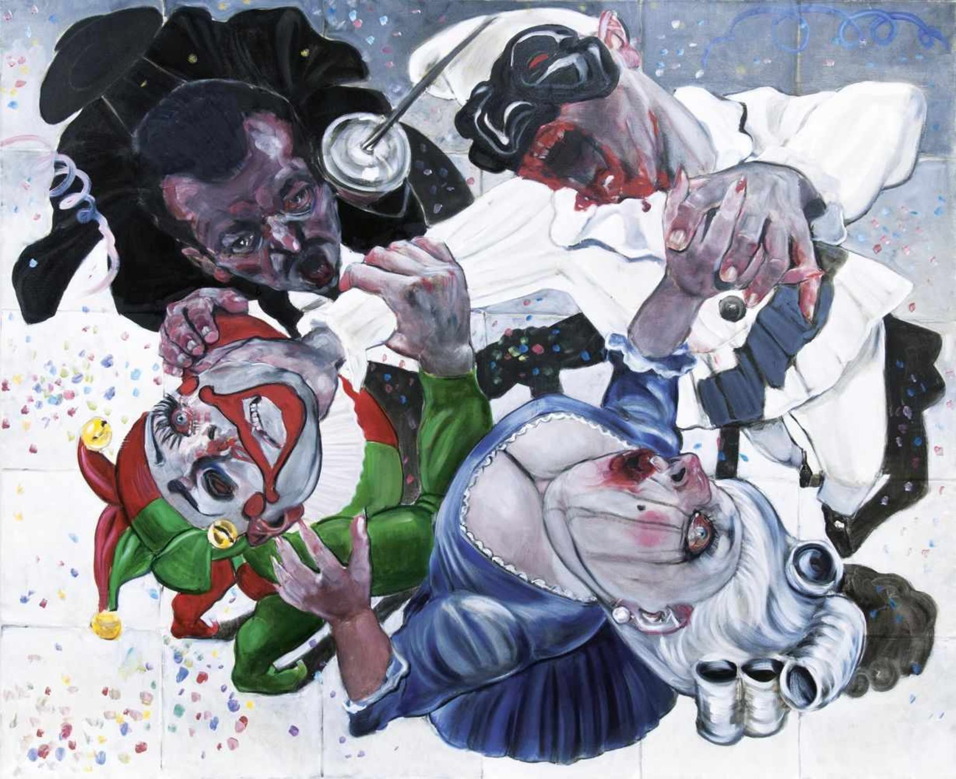 Enrico Robusti(Parma 1956)KarnevalssturmÖl/Lw., 100 x 120 cm, verso sign. u. dat. E. Robusti 2005