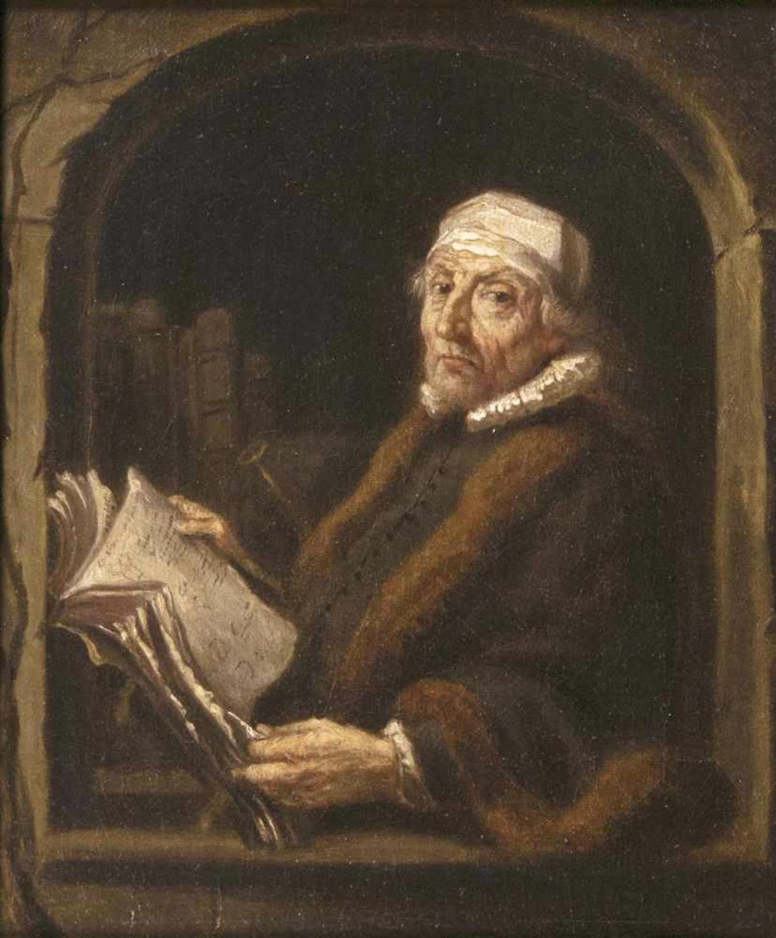 Thomas Wyck(Beverwijck 1616 - Haarlem 1677), zugeschr.Paar GelehrtenportraitsÖl/Lw., je 23,5 x 20 - Image 2 of 3