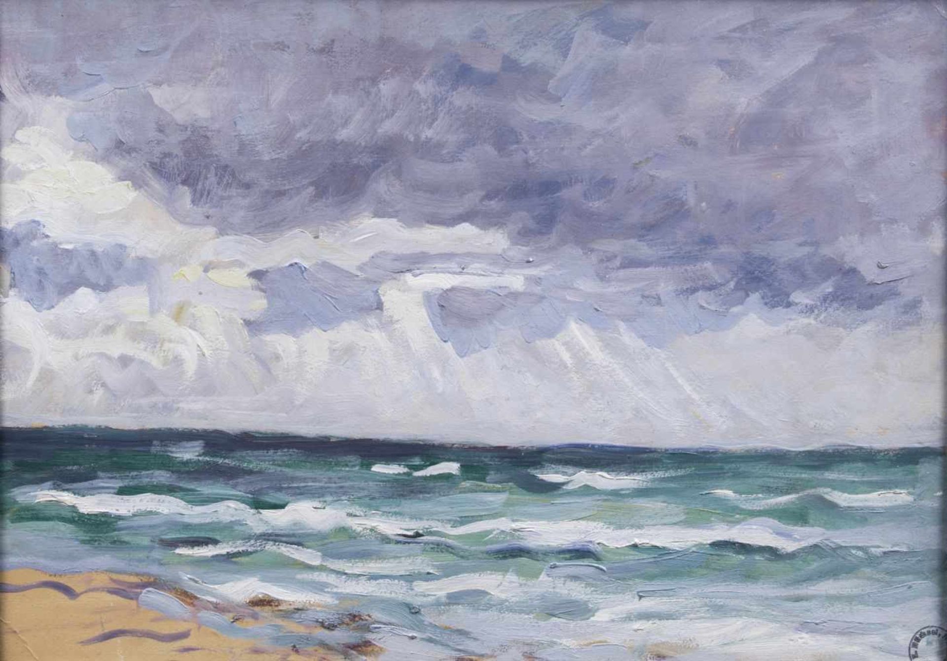 Elisabeth Büchsel(Stralsund 1867 - Stralsund 1957)Horizont über der OstseeÖl/Karton, 34 x 49 cm, re.