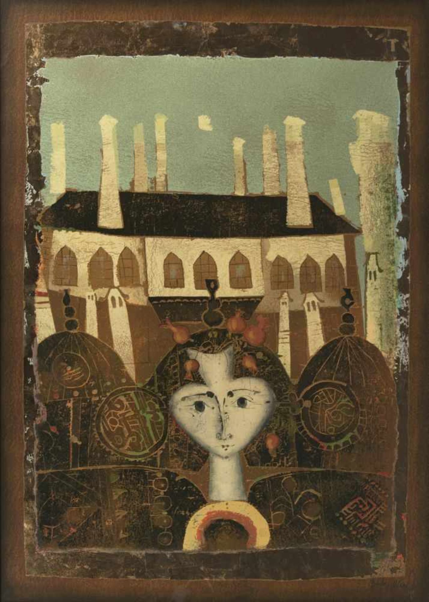 Mersad Berber(Bosanski Petrovac 1940 - Zagreb 2012)Pocitelj1975, Farblichtdruck mit Blattgold, 99,