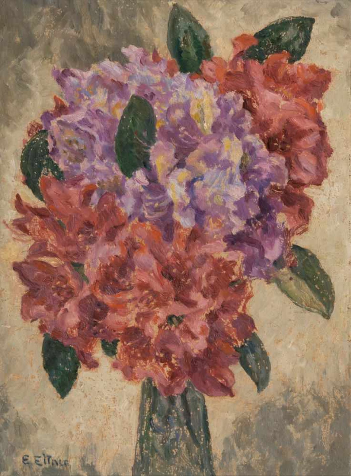 Ernst Eitner(Hamburg 1867 - Hamburg 1955)RhododendronÖl/Karton/Harfaserplatte, 37 x 29 cm, l. u.