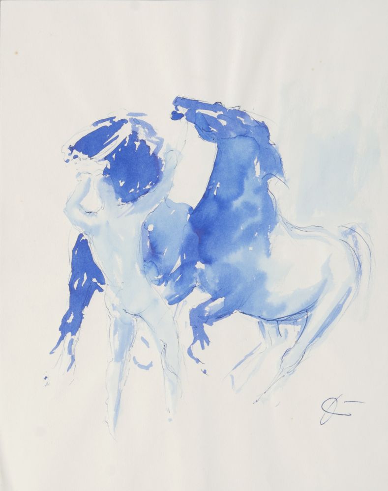 Heinz Düllberg(Unna 1909 - Hamburg 1976)Zwei Blätter: PferdebändigerAquarelle, 27 x 21 bzw. 42 x